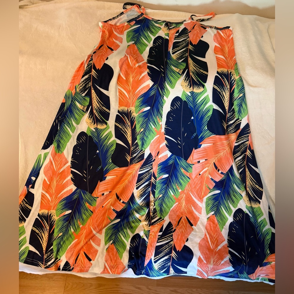 Tropical Leaf Print Maxi Dress